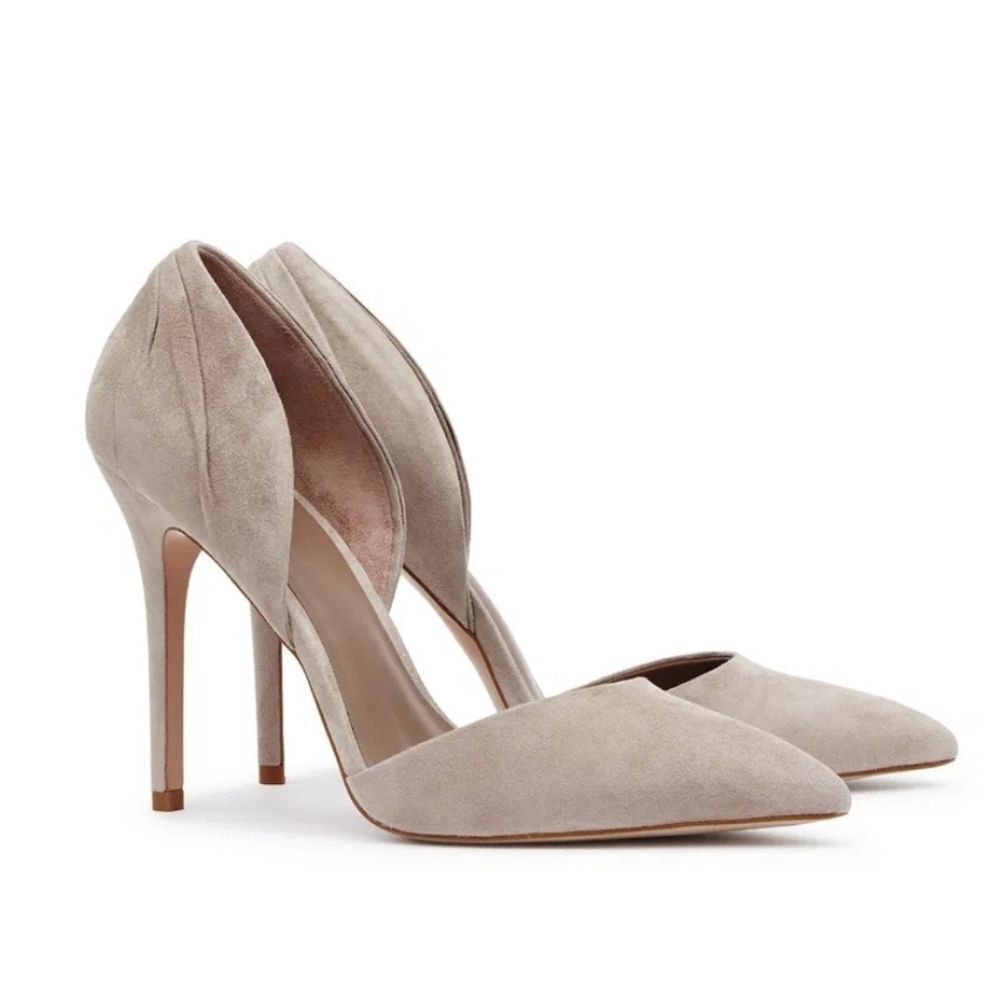 REISS Aurelia D'orsay suede heels 39 8.5 Taupe